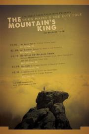 Lone figure atop a mountain, with tour dates