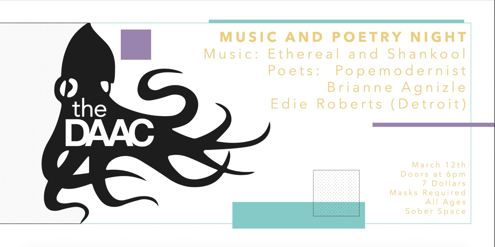 The DAAC logo - Music & Poetry night