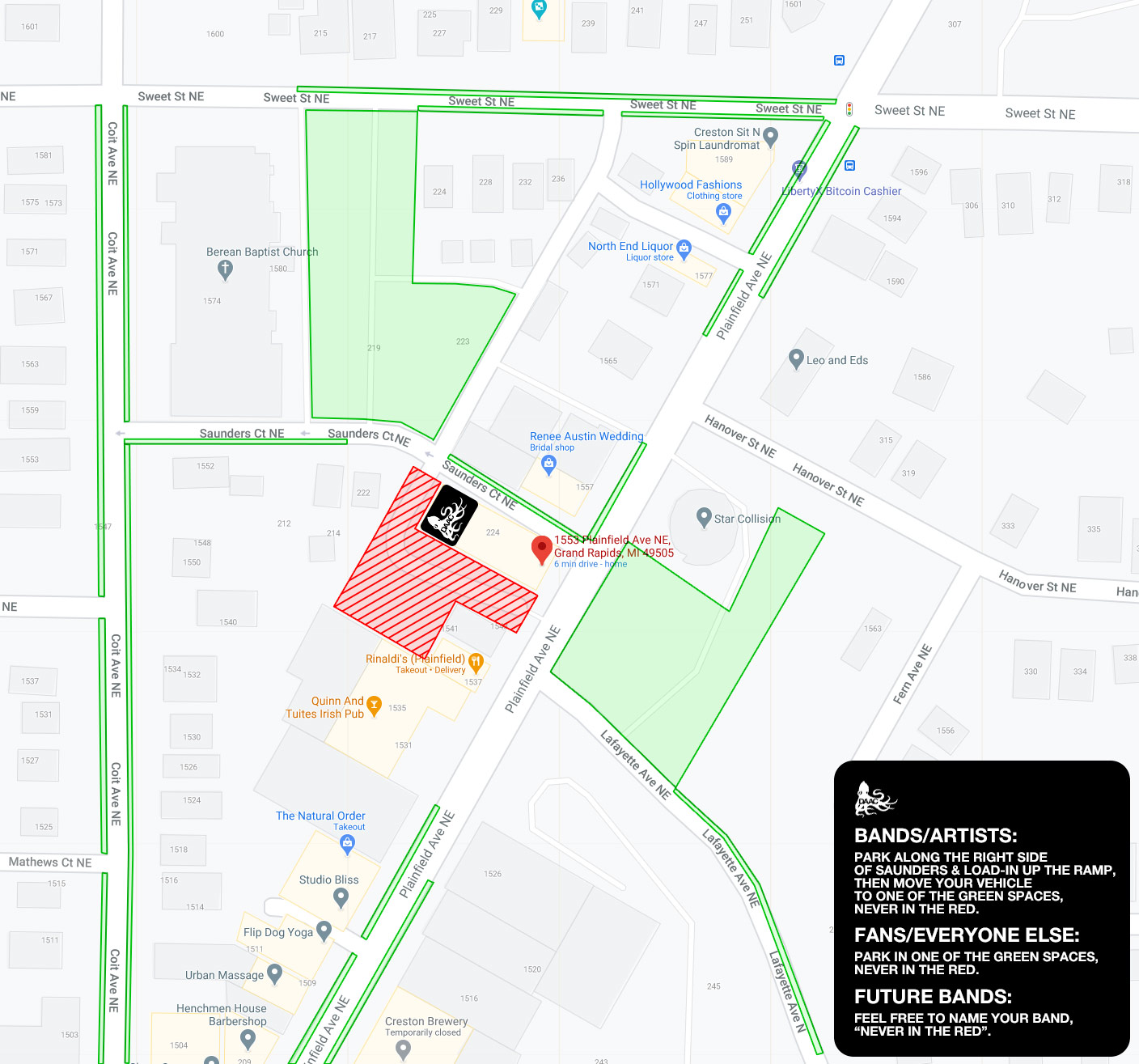 The DAAC Parking Map - Detailed image description follows