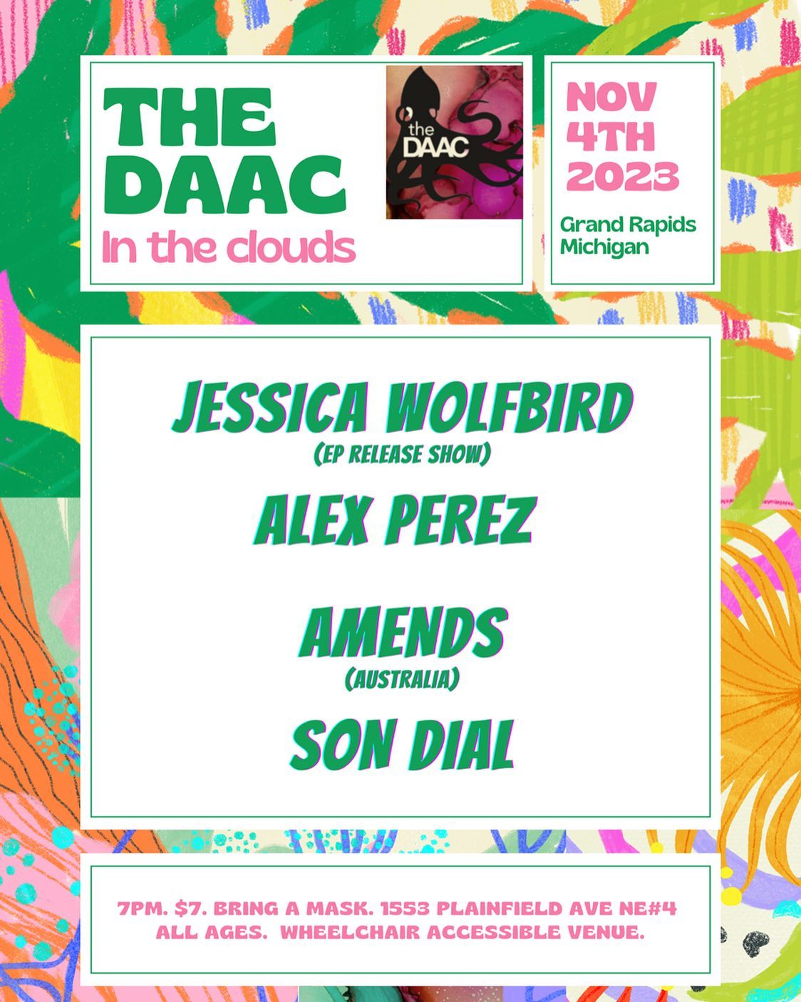 Jessica Wolfbird - The DAAC - In the Clouds show flyer