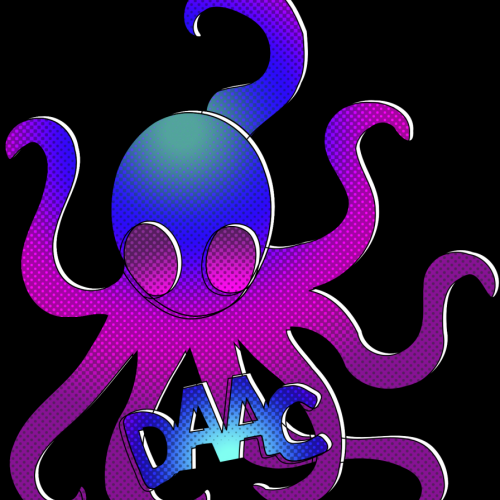 Psychedelic DAACtopus in blue and magenta