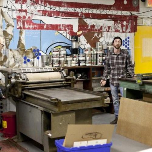 Artists at work in the Dinderbeck gallery and studio