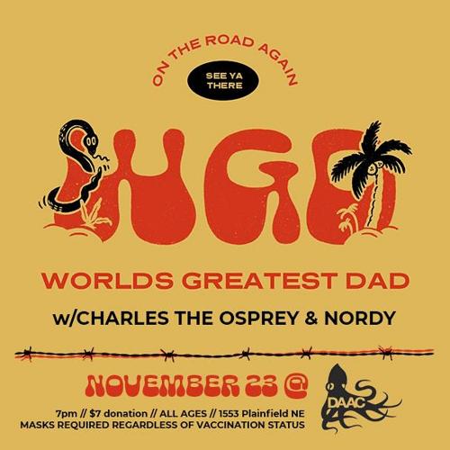 Palm tree and a snake on funky red lettering: WGD (World's Greatest Dad)