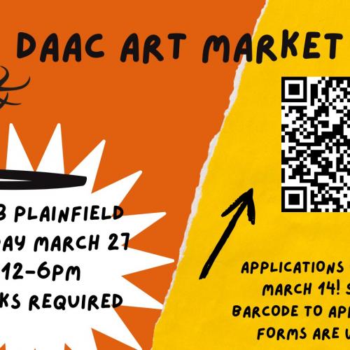 DAAC Art Market info plus QR code to the artist application form